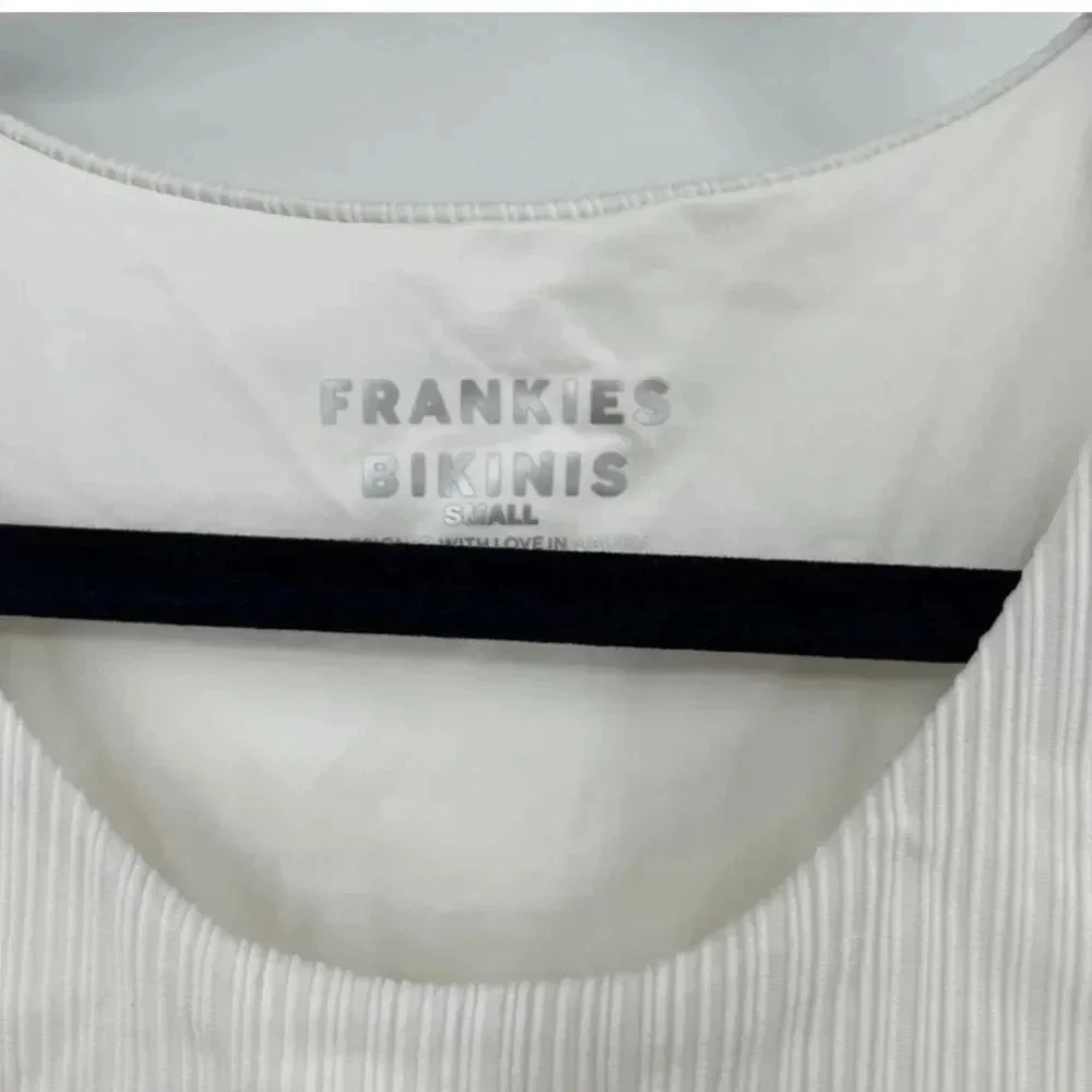 Frankie’s Bikinis “Mel” Plisse High Neck One‎ Piece Swimsuit - Optic White Sz S